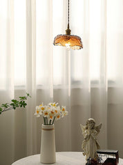 Pendant Light Brown Glass Brass - SAMARA | Vintage Elegance
