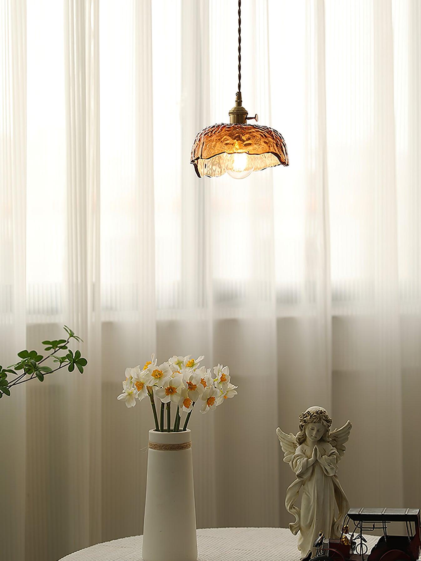 Pendant Light Brown Glass Brass - SAMARA | Vintage Elegance