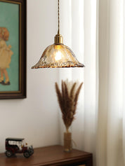Pendant Light Brown Glass Brass - SAMARA | Vintage Elegance