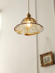 Pendant Light Brown Glass Brass - SAMARA | Vintage Elegance