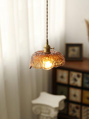 Pendant Light Brown Glass Brass - SAMARA | Vintage Elegance
