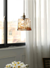 Pendant Light Brown Glass Brass - SAMARA | Vintage Elegance
