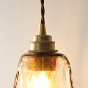 Pendant Light Brown Glass Brass - SAMARA | Vintage Elegance