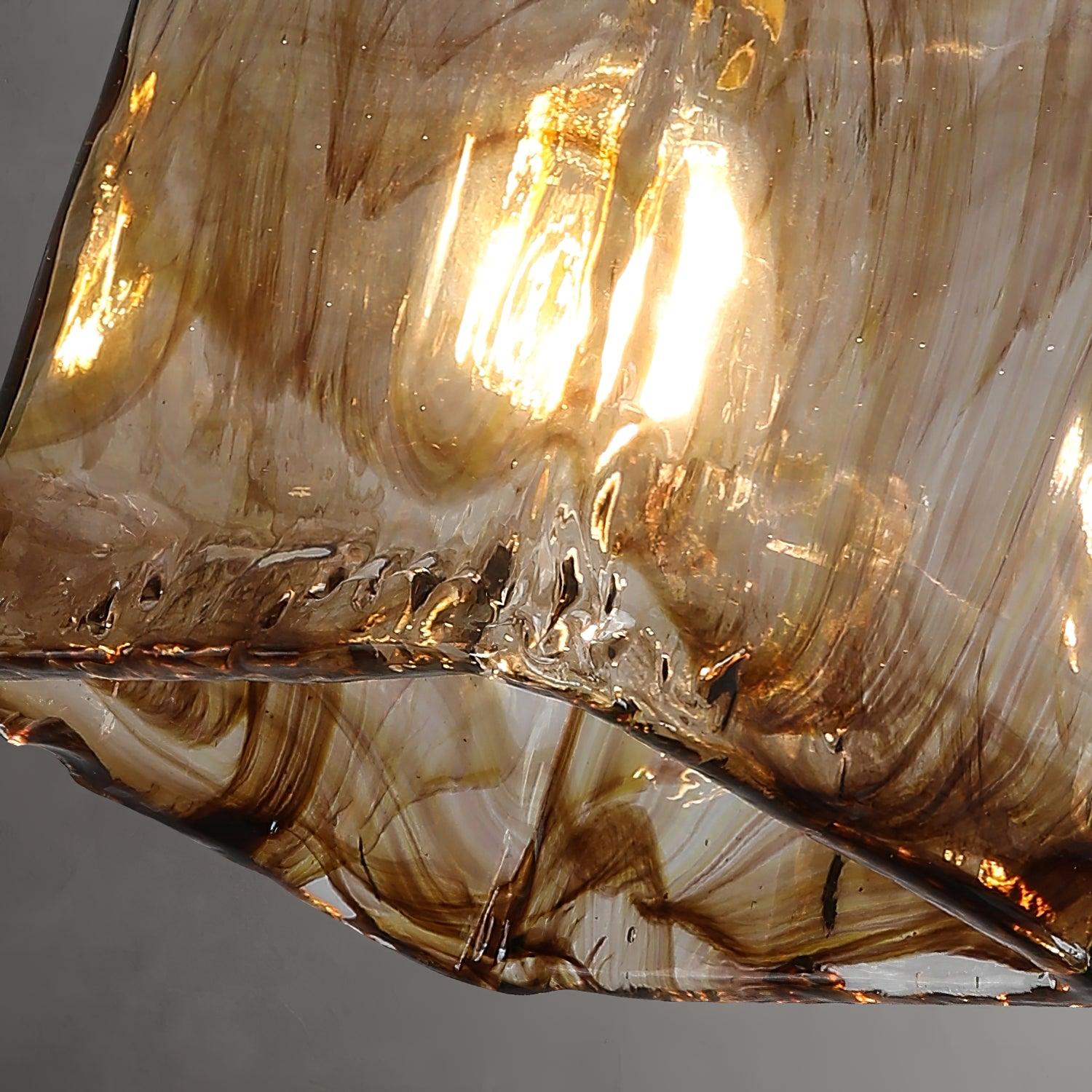 Pendant Light Brown Glass Brass - SAMARA | Vintage Elegance