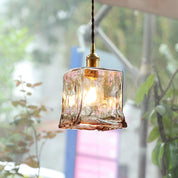 Pendant Light Brown Glass Brass - SAMARA | Vintage Elegance