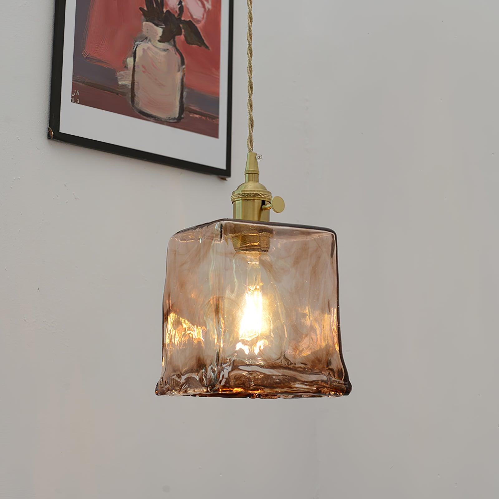 Pendant Light Brown Glass Brass - SAMARA | Vintage Elegance