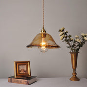 Pendant Light Brown Glass Brass - SAMARA | Vintage Elegance