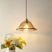 Pendant Light Brown Glass Brass - SAMARA | Vintage Elegance