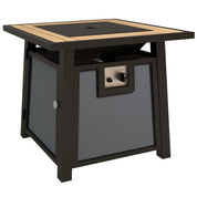 Gas Fire Pit Table, 50,000 BTU, 71×71cm, Grey with Cover