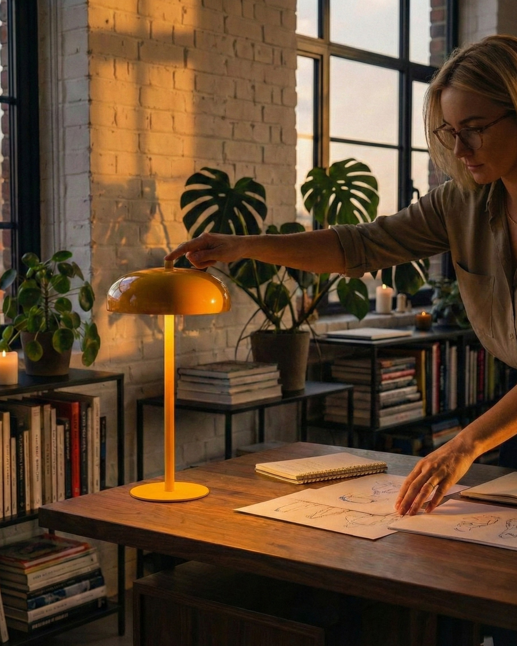 NARI cordless designer table lamp softening the light in a contemporary lounge — DecoHarmonie