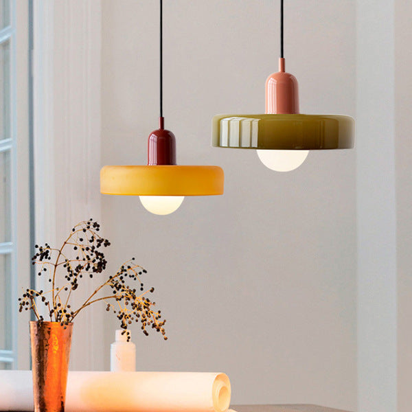 Pendant Light Green Glass Red - MODUSX | Bauhaus Style