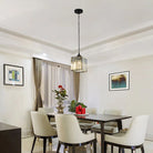 Kristy Suspension Ronde/Carré Nordique, Métal/Verre, Noir/Or, Salon/Bar