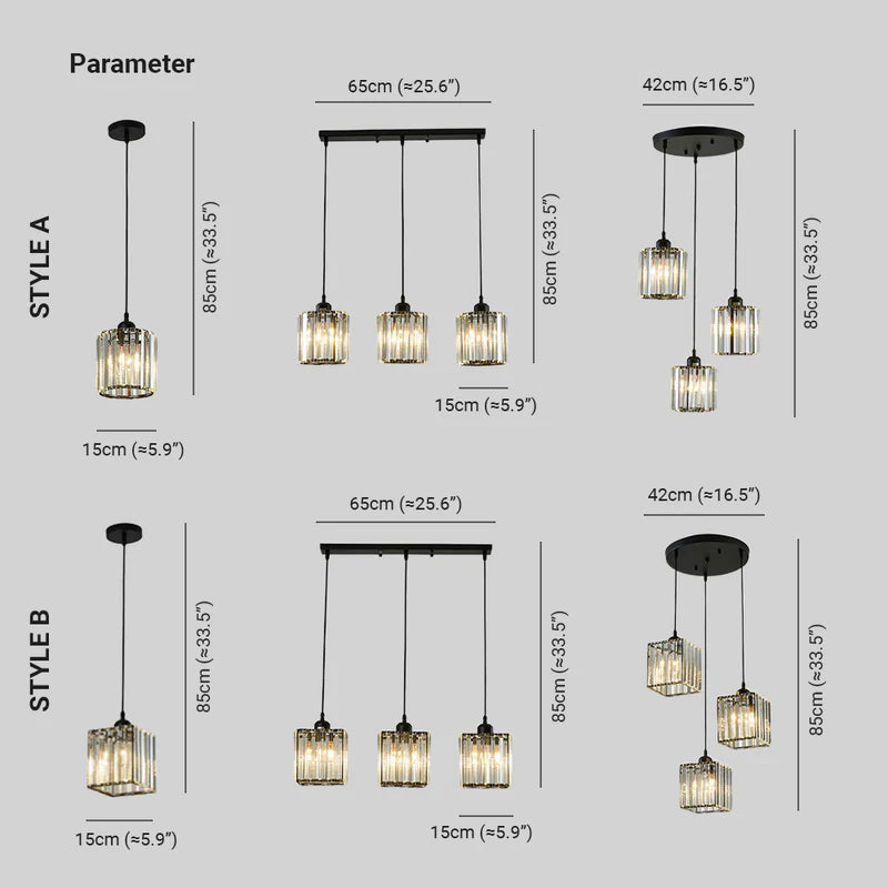 Kristy Suspension Ronde/Carré Nordique, Métal/Verre, Noir/Or, Salon/Bar