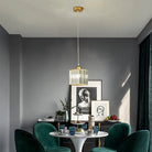 Kristy Suspension Ronde/Carré Nordique, Métal/Verre, Noir/Or, Salon/Bar