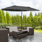 Double Garden Parasol 4.6m Outdoor Patio Sun Umbrella, Black