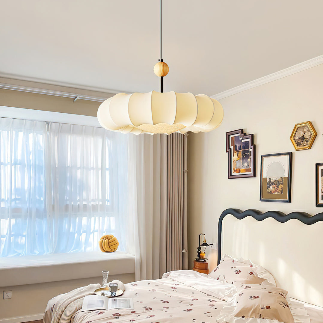 Pendant Light Beige Fabric - Winnie Veil | Serene Lighting