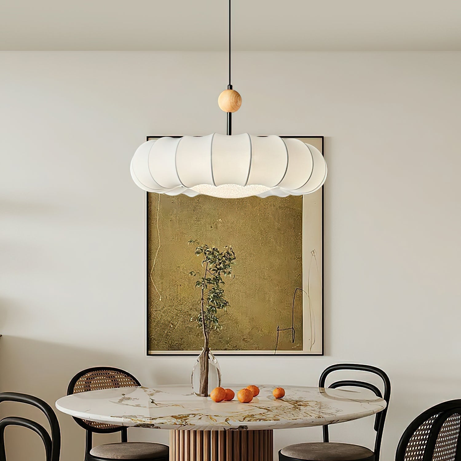 Pendant Light Beige Fabric - Winnie Veil | Serene Lighting