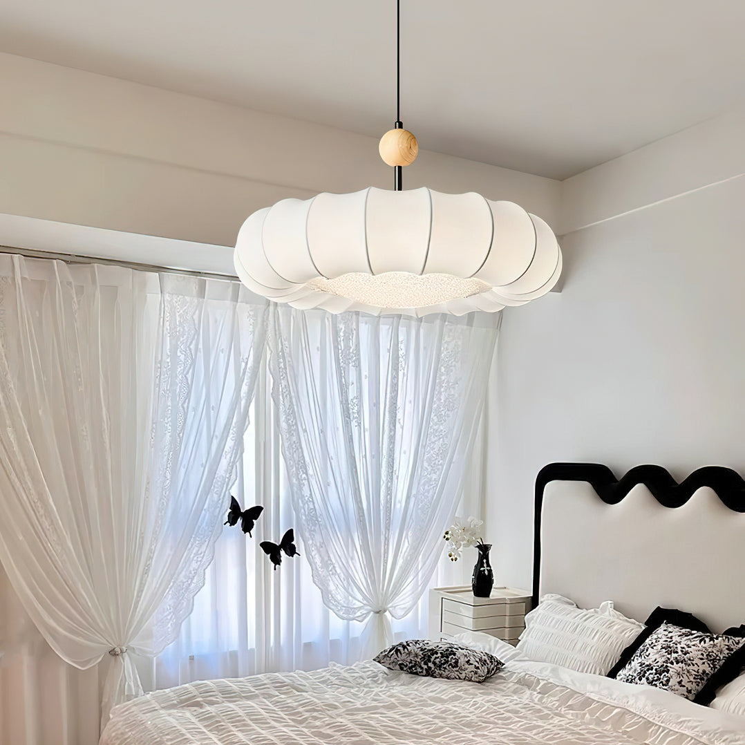 Pendant Light Beige Fabric - Winnie Veil | Serene Lighting