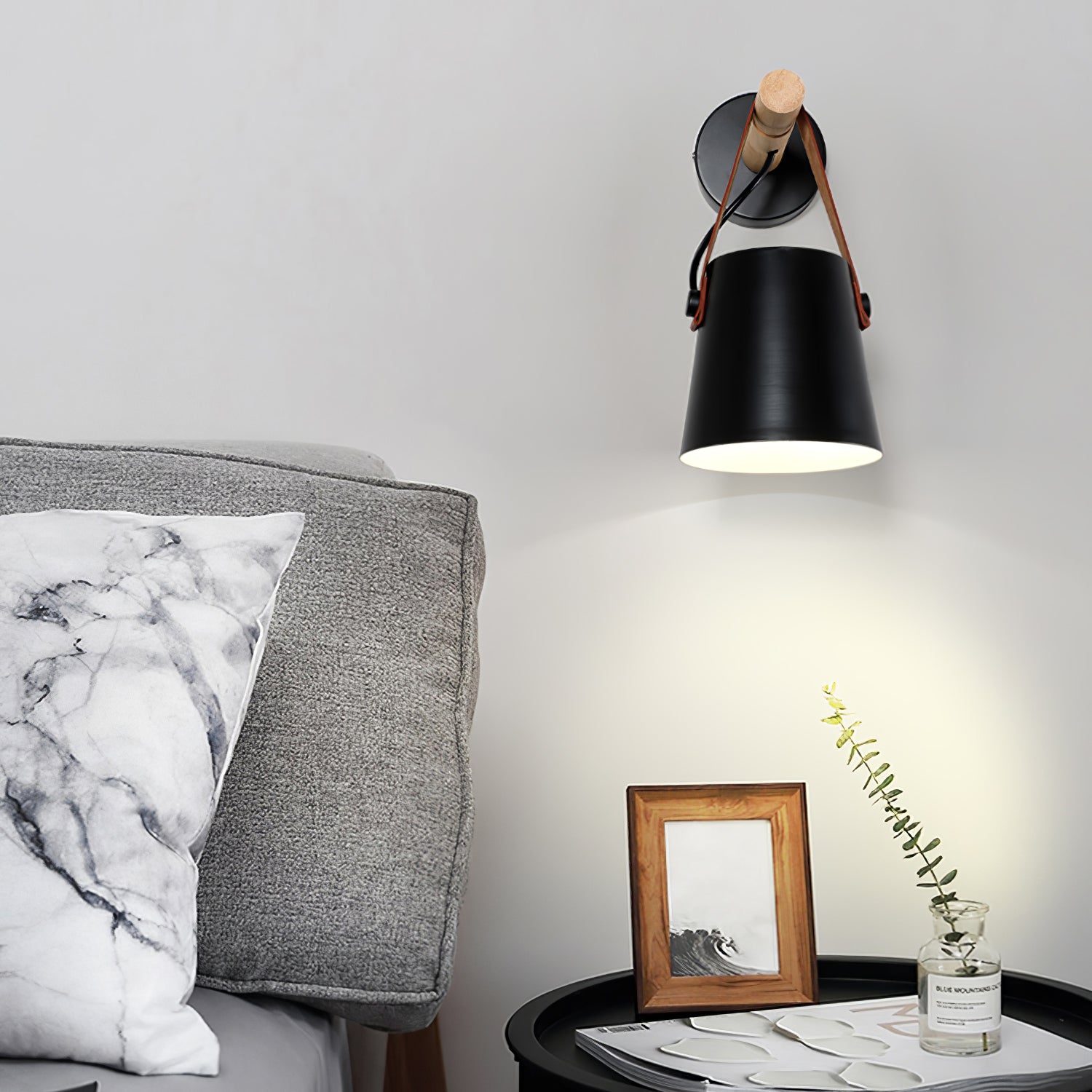 Wall Light Wood Leather - LYRAX | Elegant Lighting