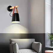 Wall Light Wood Leather - LYRAX | Elegant Lighting
