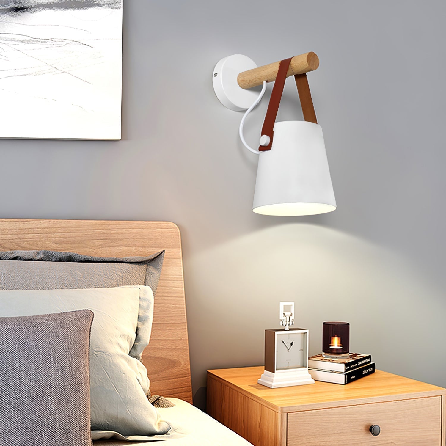 Wall Light Wood Leather - LYRAX | Elegant Lighting