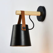 Wall Light Wood Leather - LYRAX | Elegant Lighting