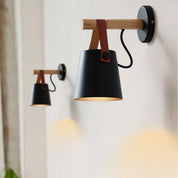 Wall Light Wood Leather - LYRAX | Elegant Lighting