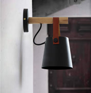 Wall Light Wood Leather - LYRAX | Elegant Lighting