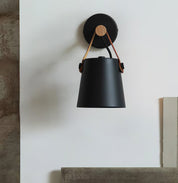 Wall Light Wood Leather - LYRAX | Elegant Lighting