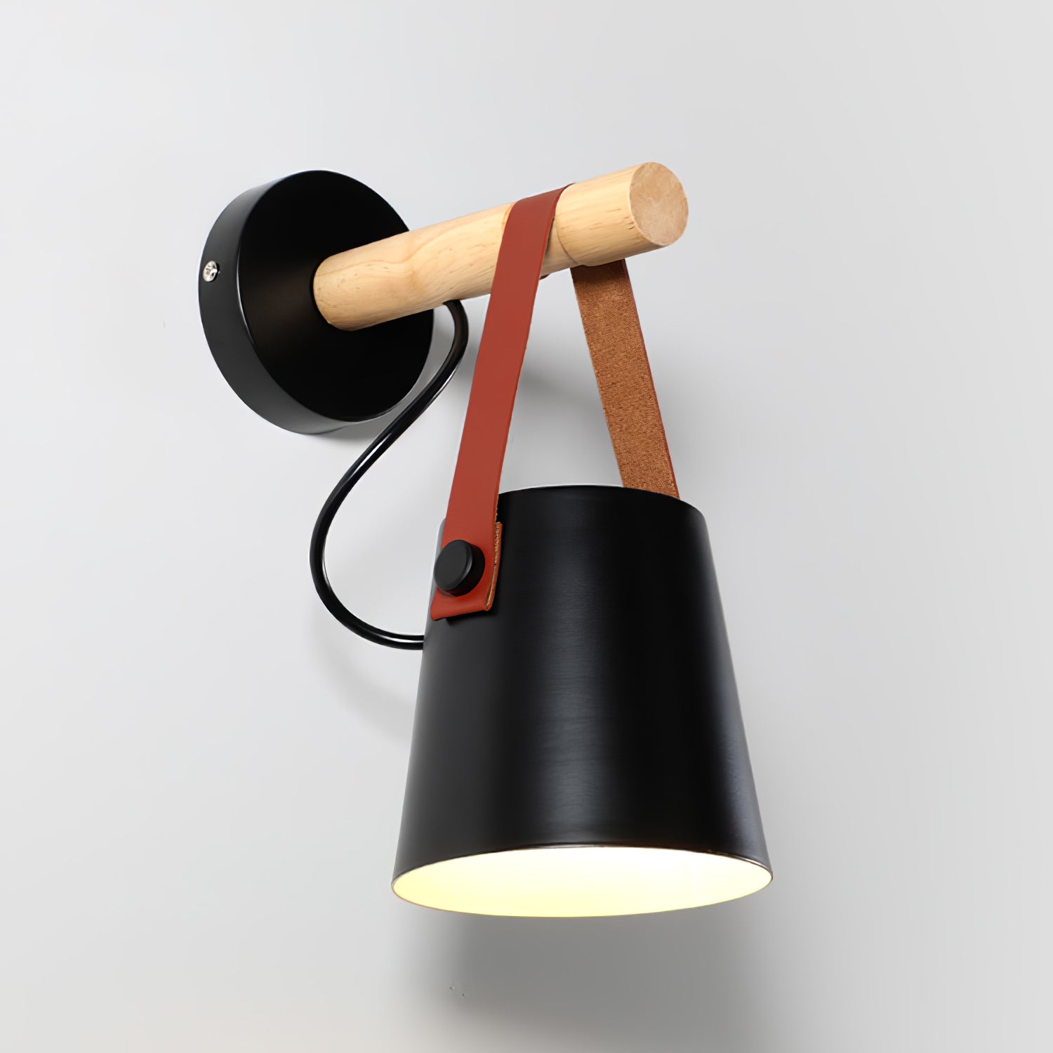 Wall Light Wood Leather - LYRAX | Elegant Lighting