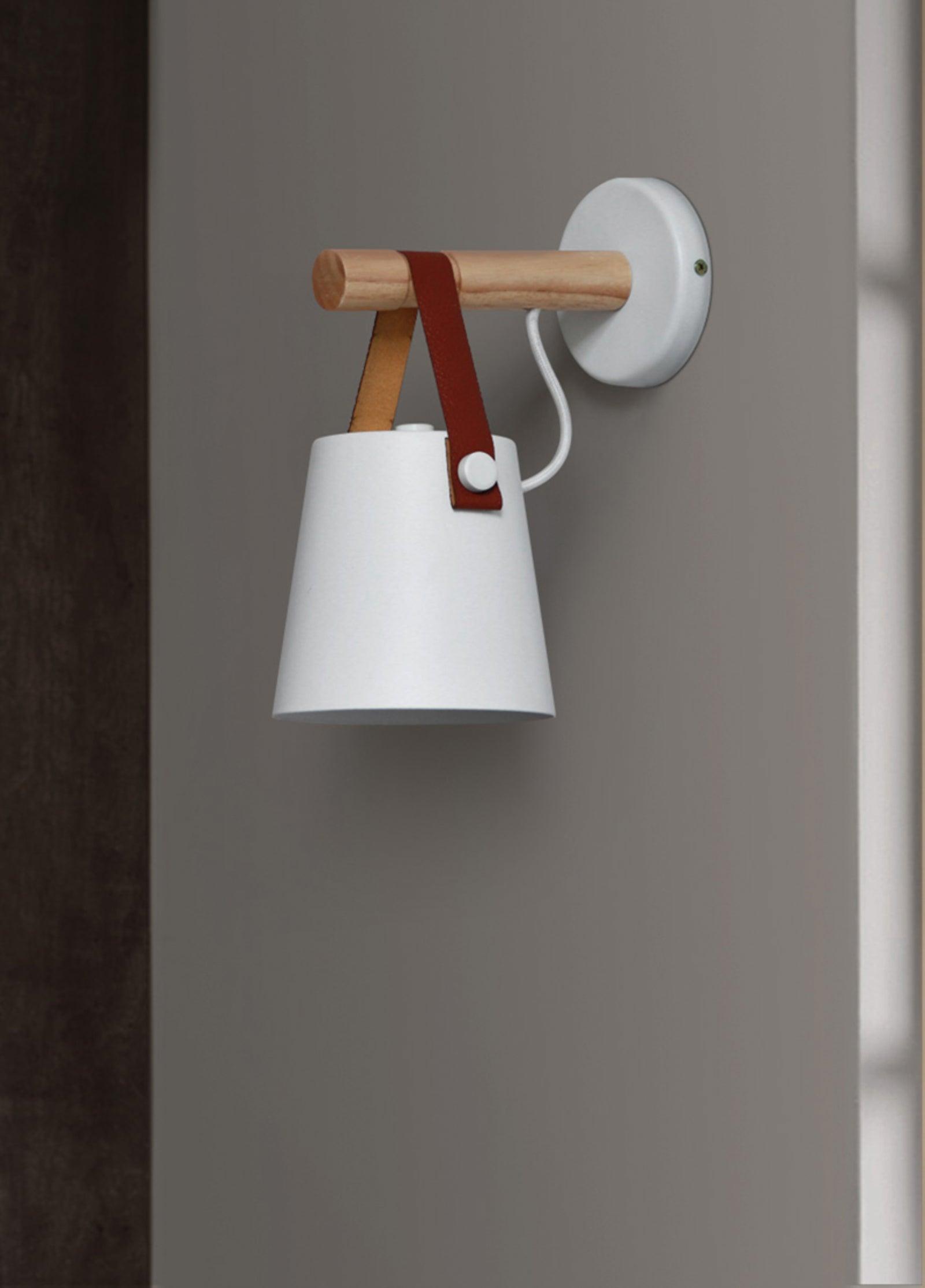 Wall Light Wood Leather - LYRAX | Elegant Lighting