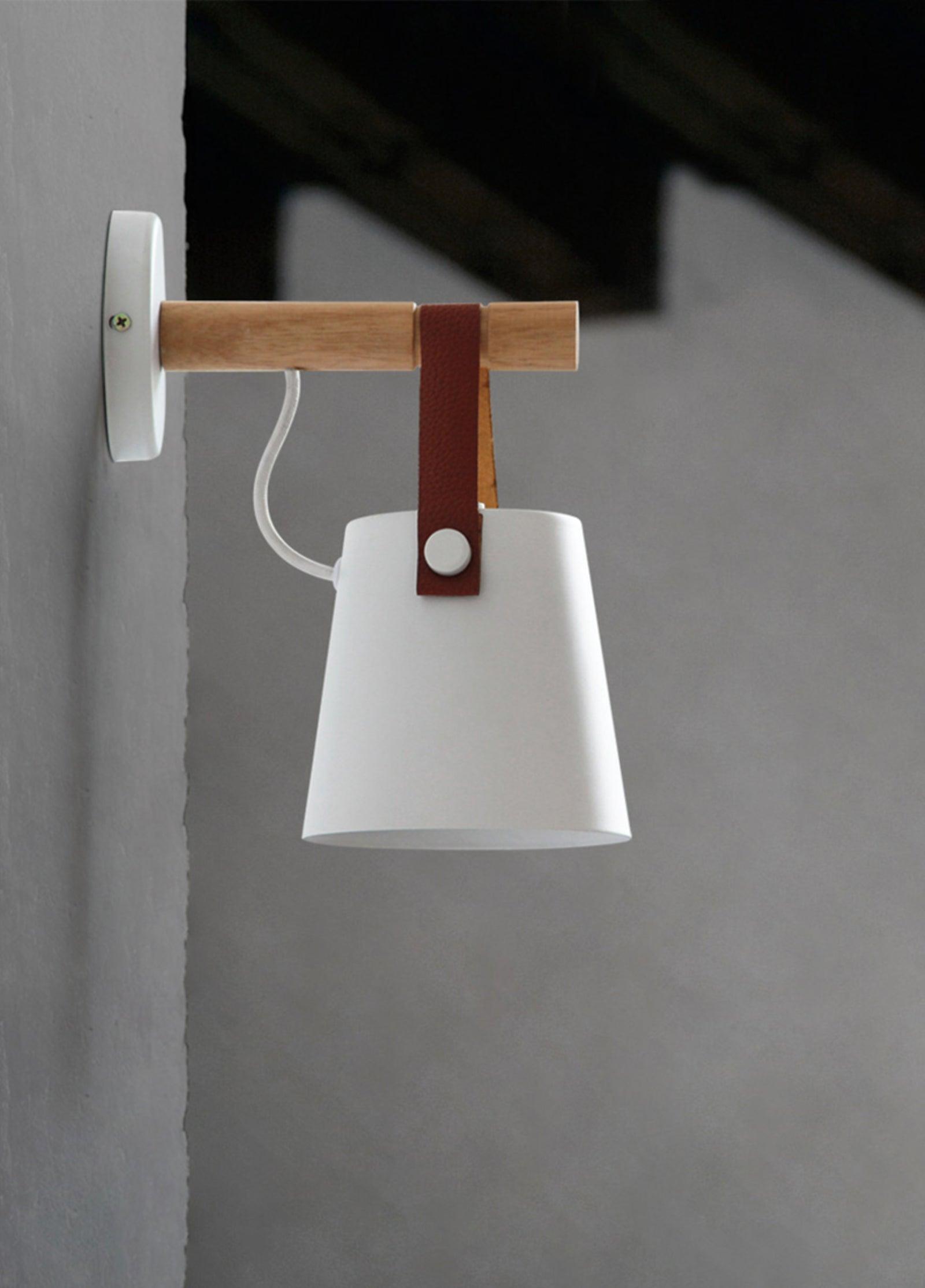 Wall Light Wood Leather - LYRAX | Elegant Lighting