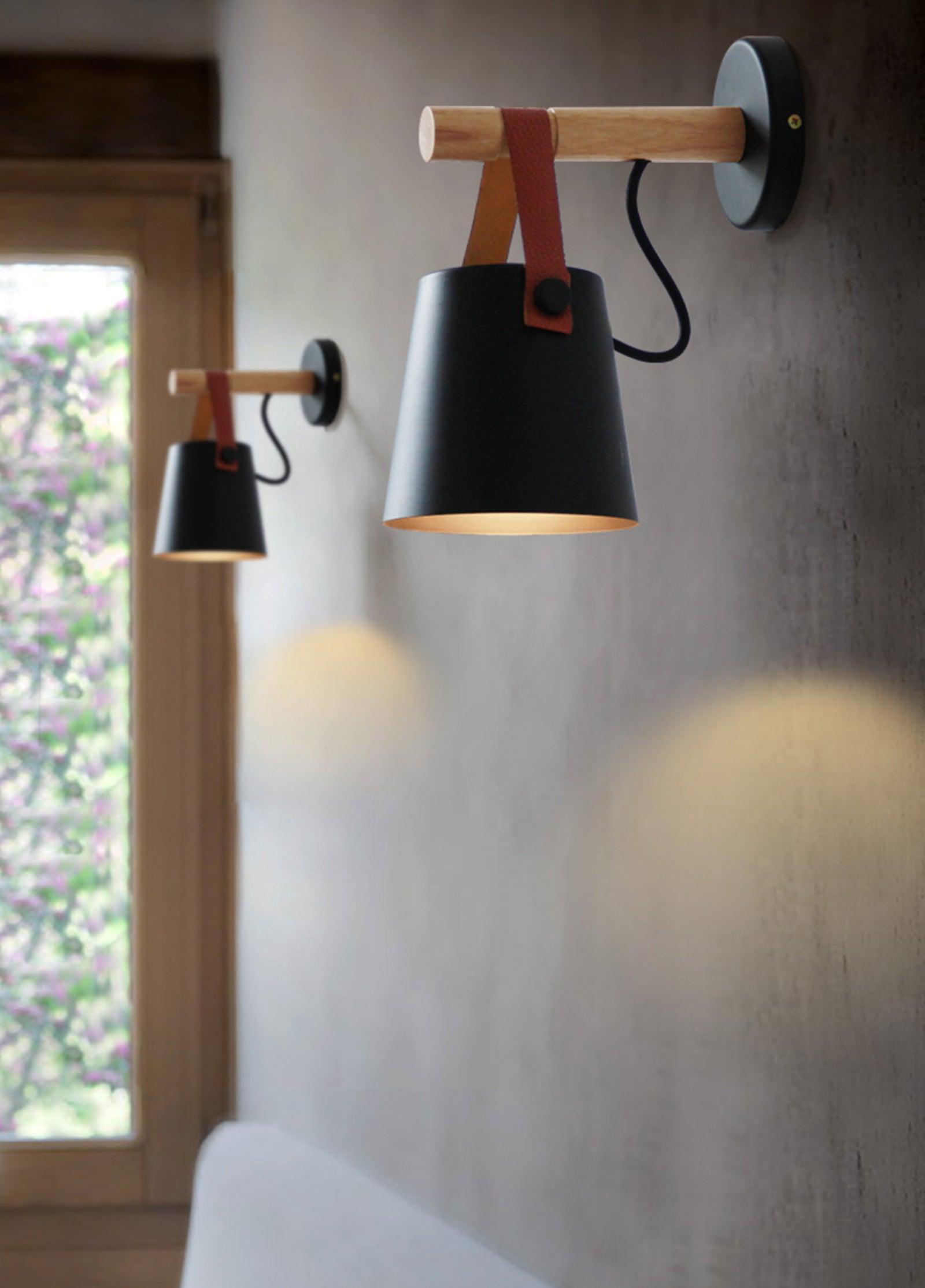 Wall Light Wood Leather - LYRAX | Elegant Lighting