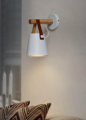 Wall Light Wood Leather - LYRAX | Elegant Lighting