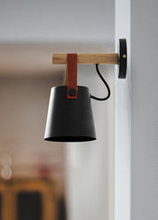 Wall Light Wood Leather - LYRAX | Elegant Lighting