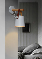 Wall Light Wood Leather - LYRAX | Elegant Lighting