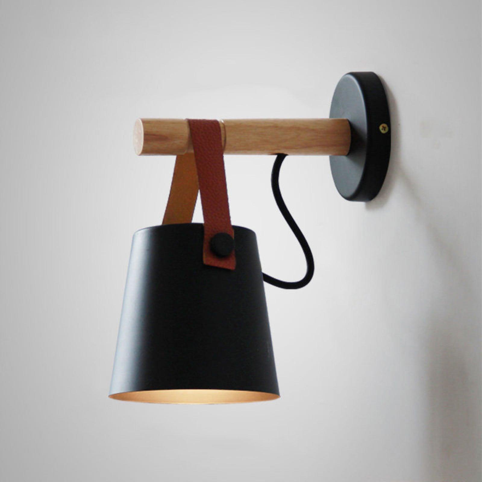 Wall Light Wood Leather - LYRAX | Elegant Lighting