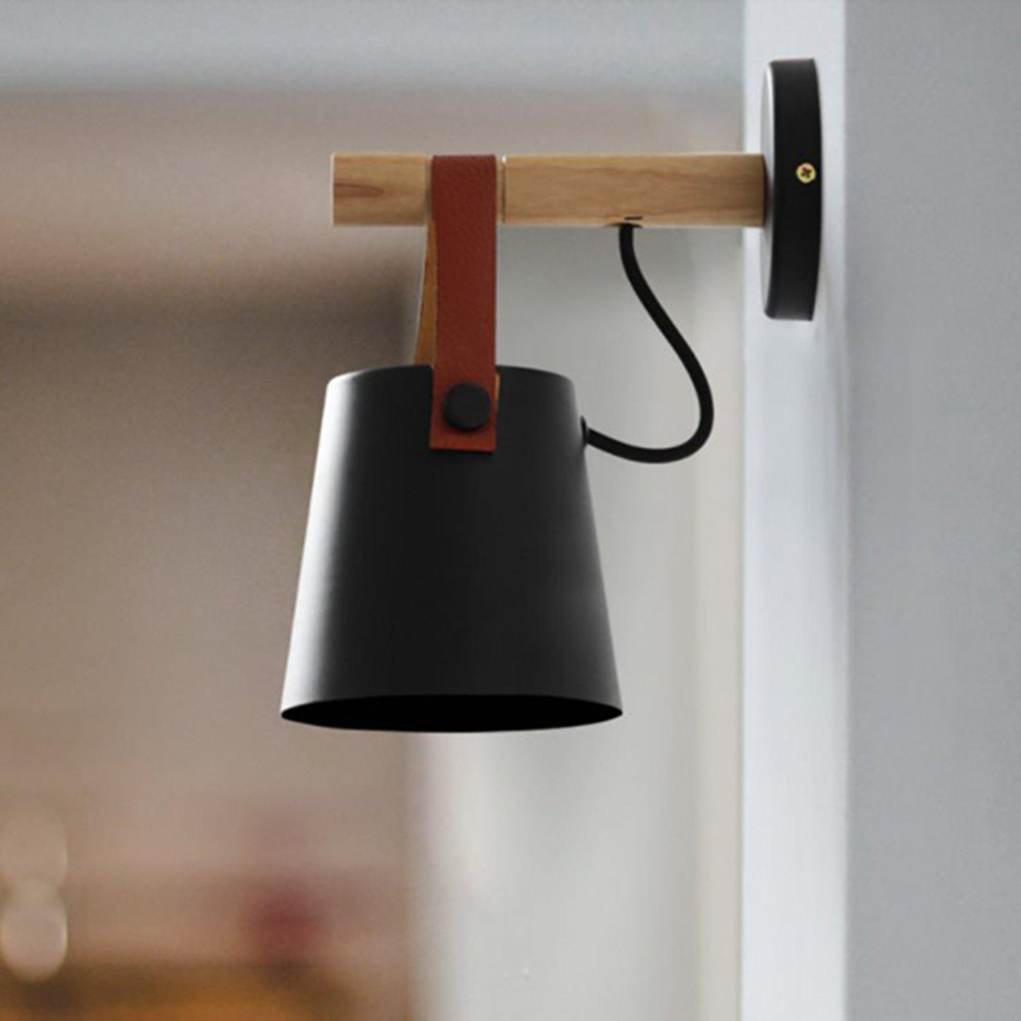 Wall Light Wood Leather - LYRAX | Elegant Lighting