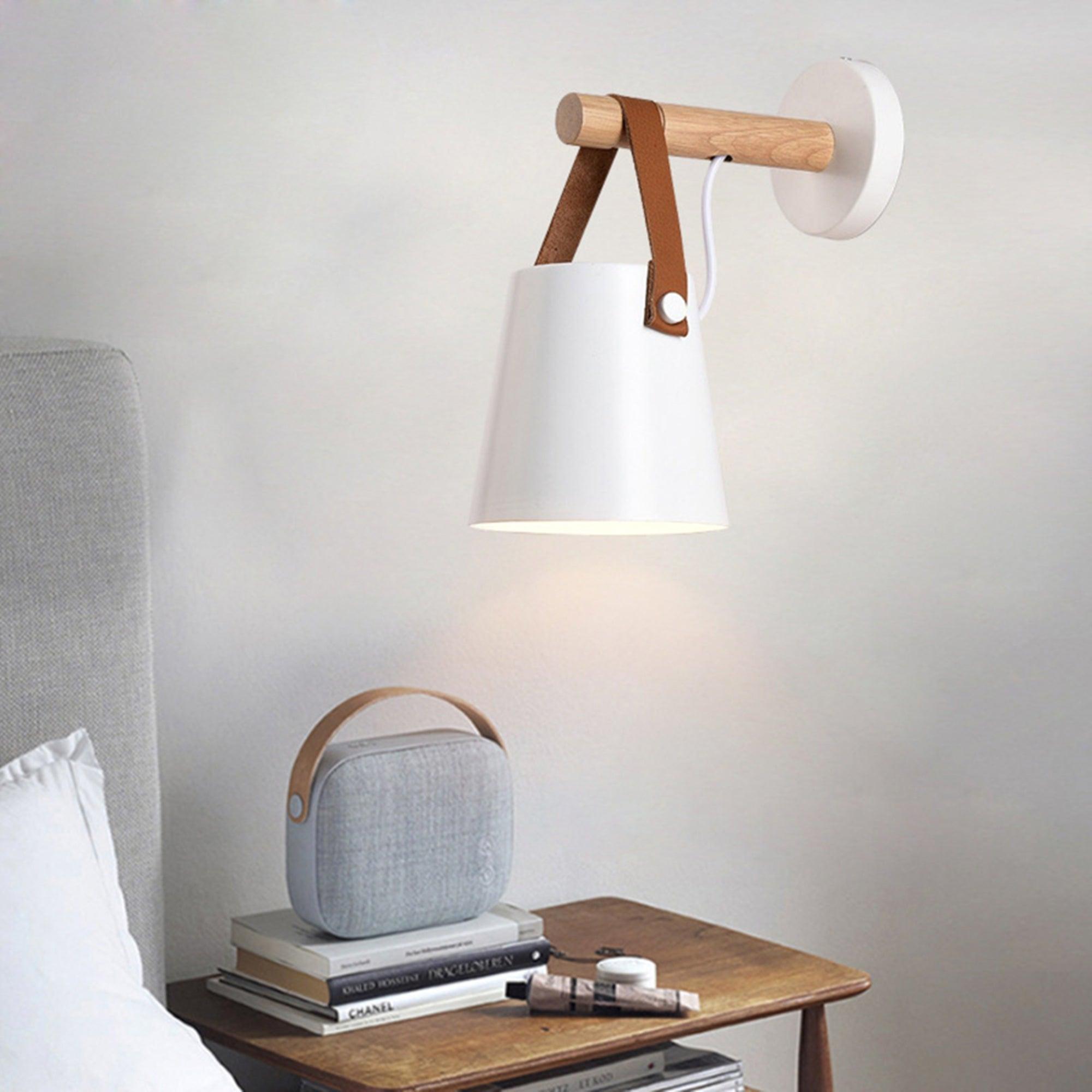Wall Light Wood Leather - LYRAX | Elegant Lighting