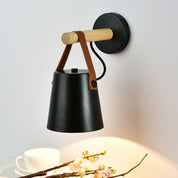 Wall Light Wood Leather - LYRAX | Elegant Lighting