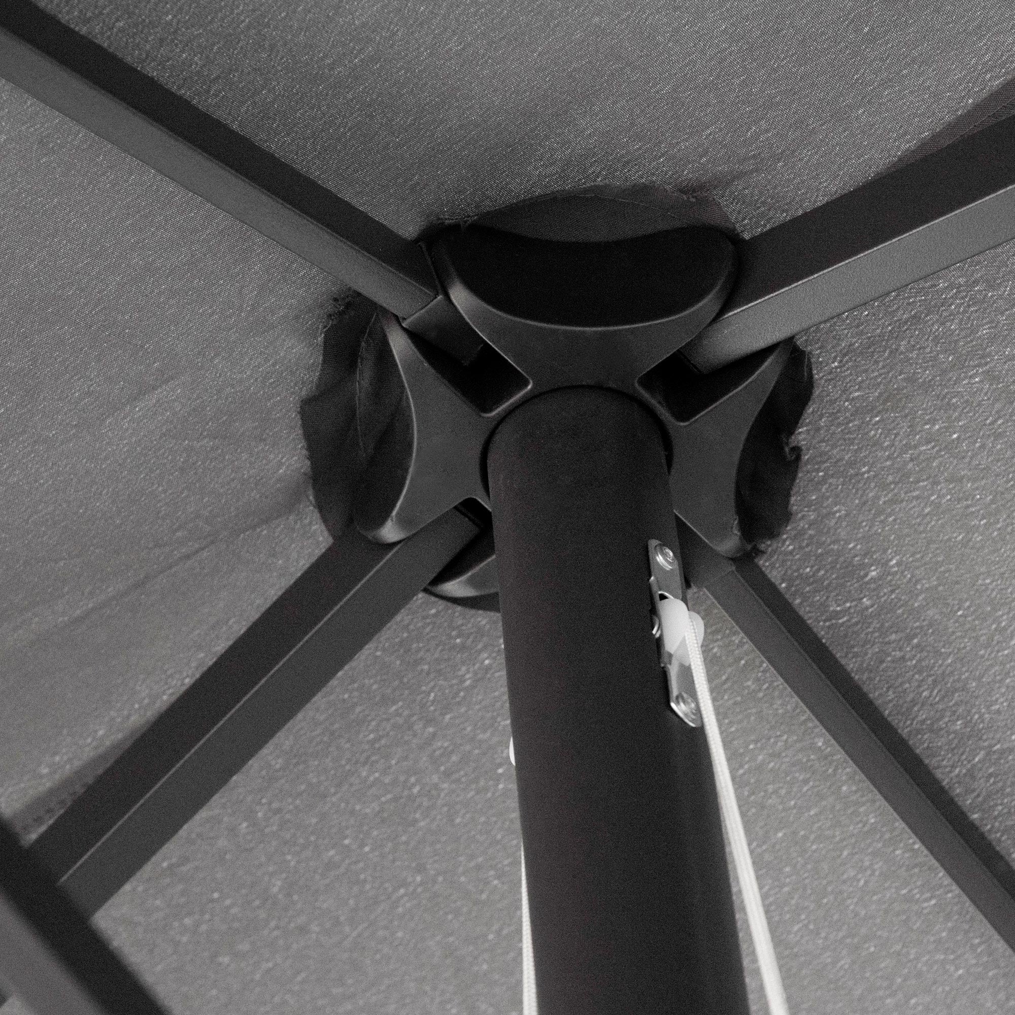 Double-Sided Sun Umbrella Canopy 4.6m Crank Shade with Cross Base, Grey