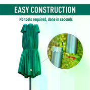 Double-Sided Sun Umbrella Canopy 4.6m Crank Shade with Cross Base, Dark Green