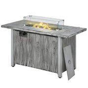 Gas Fire Pit Table, 50,000 BTU, Grey with Cover and Glass Screen