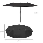 Double Garden Parasol 4.6m Outdoor Patio Sun Umbrella, Black