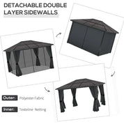 Octagonal Garden Gazebo, 8-Sided, 6.8×5 m, White Heavy Duty Metal Frame Outdoor Marquee Party & Wedding Canopy