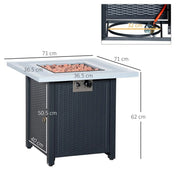 Gas Fire Pit Table, 40,000 BTU, 71×71cm, Black / Grey
