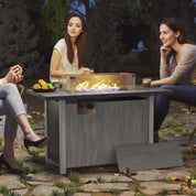 Gas Fire Pit Table, 50,000 BTU, Dark Grey with Cover and Glass Screen