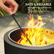 Smokeless Fire Pit Steel with Poker, Grey