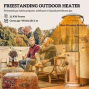 Adjustable Heat Gas Patio Heater 11kW Outdoor Freestanding Heater