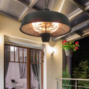 Adjustable Power Infrared Halogen Electric Patio Light Heater 1000/2500W Ceiling Hanging Mount, Black